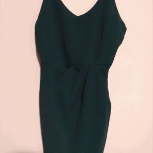 Green faux wrap dress